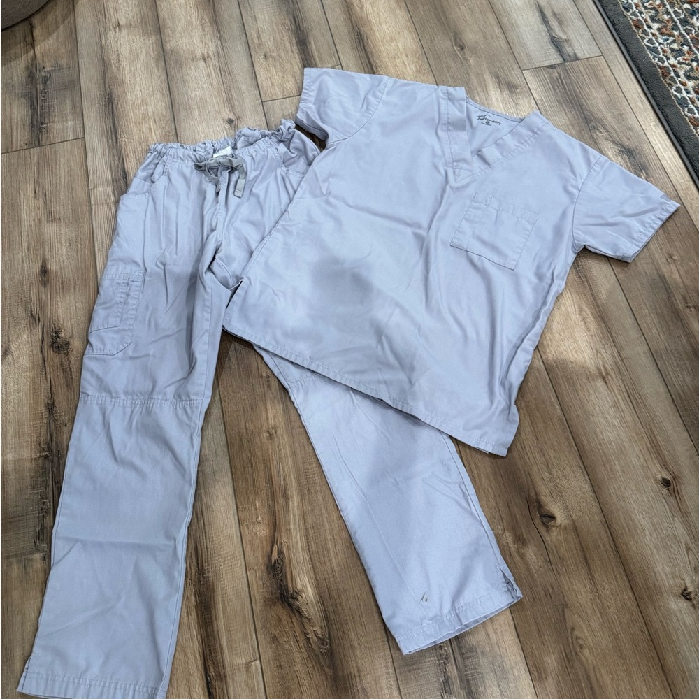 Butter-soft Light Gray Scrub Set